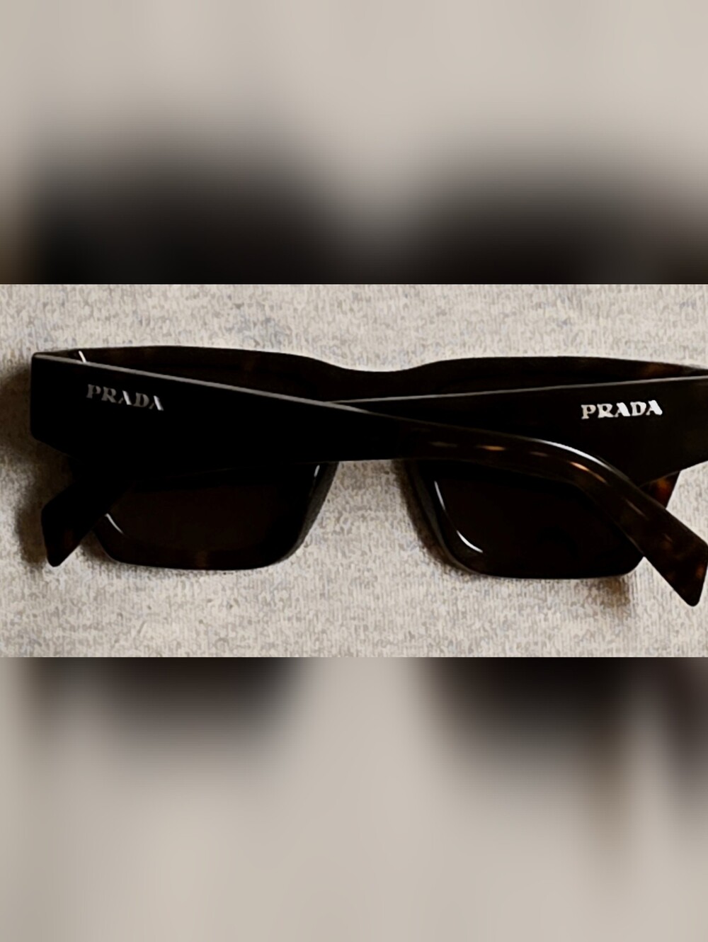 Prada Rectangular Tortoiseshell Sunglasses - Brown Lenses - Picture 7 of 9